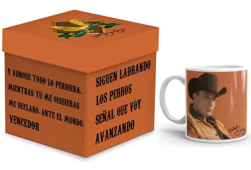 Valentín Elizalde Taza Con Su Firma Y Caja De Madera Regalo