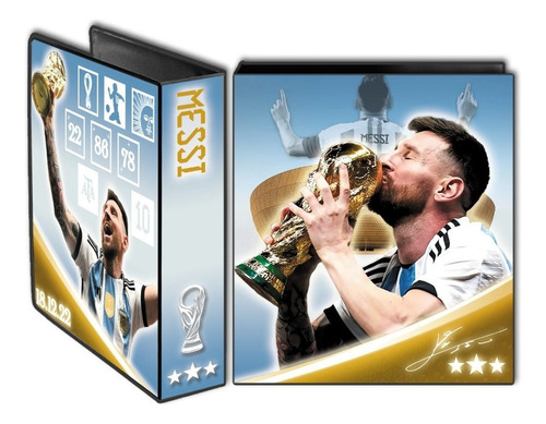 Carpeta Escolar N°3 Messi Copa Campeón Argentina 3 Estrellas