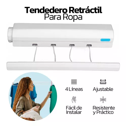 Tendedero de ropa para pared retráctil para interiores y