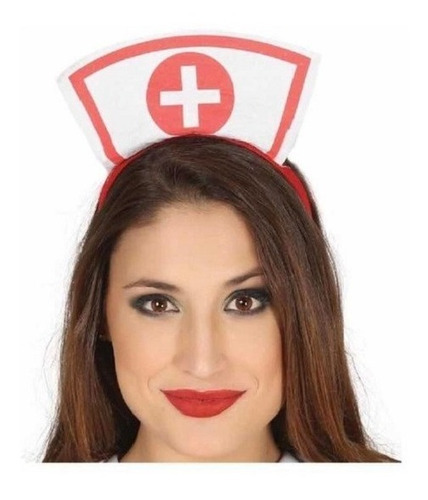 Vincha Enfermera - Fiesta - Disfraces Color Rojo Y Blanco