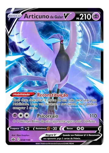 Galar Articuno V, Zapdos V, e Moltres V em Pokémon TCG: Espada &  Escudo—Reinado Arrepiante