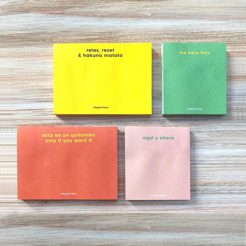 Imagen 4 de 5 de Notas Adhesivas Tipo Post It Happimess Feliz 6x7cm Monoblock