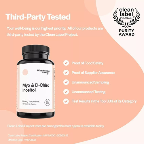 Wholesome Story Myo & D Chiro Inositol Suplemento 120 Cap Sabor Sin Sabor