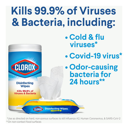 Toallitas Desinfectantes Y Limpiadoras Clorox, Aromas Limón
