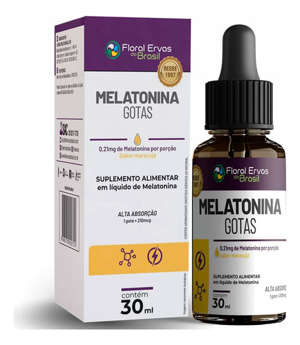 Melatonina Pura Alta Absorção - (30ml) - 210mcg Por Gota Sabor Maracujá