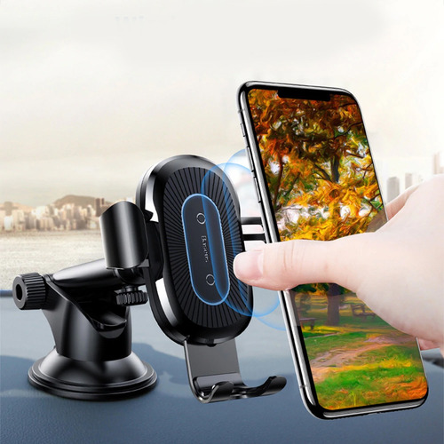 Soporte Metálico Celular Auto Carga Inalámbrica Rápida