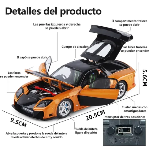 Zs Coleção De Enfeites 1/24 Carro De Metal Mazda Rx-7