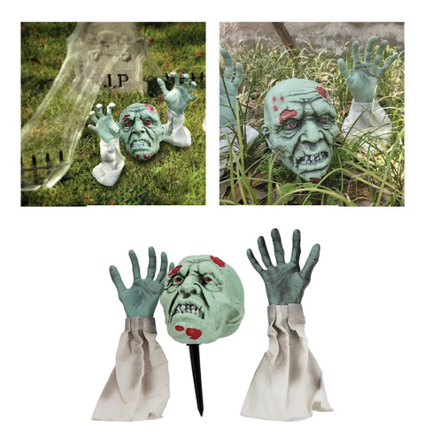 Zombie 3 Piezas Craneo Brazos Deco Para Jardin Halloween 