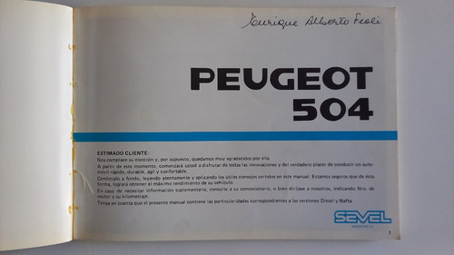 Manual Original Peugeot 504 Usuario Guantera En Olivos - Zwt (Usado)
