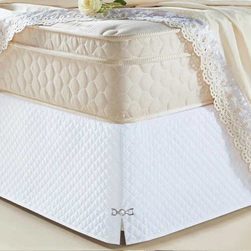 Saia Box Casal Padrão Branca Matelassado Serve Para Cama Baú