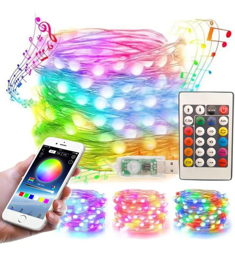 Luzes LED decorativas de Natal Rainbow Effect 10 Mt App/USB Cor das luzes Multicolor