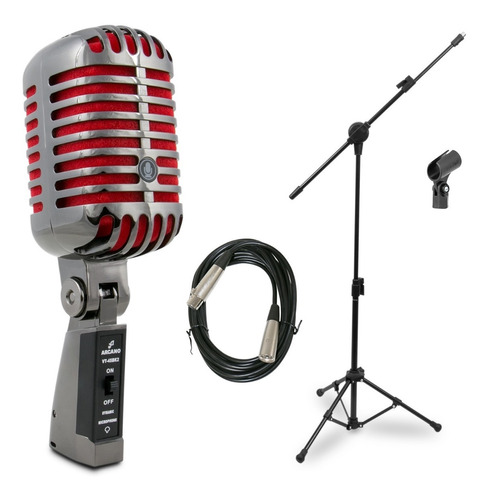 Mic Arcano Vintage Vt-45 Bk2 + 1 Pedestal Pmv + Cabo Xlr/xlr