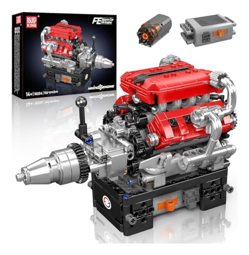 Modelo De Motor Mould King 10204 V8 Que Funciona -