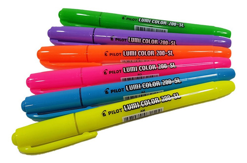Caneta Marca Texto Lumi Color 200-sl Pilot Kit 6 Cores Neon