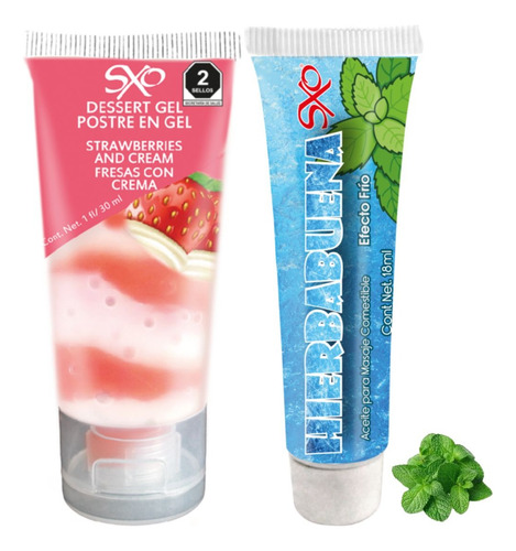 Lubricante Postre Fresas C/ Crema + Lubricante Hierbabuena Fresas Con Crema / Hierbabuena