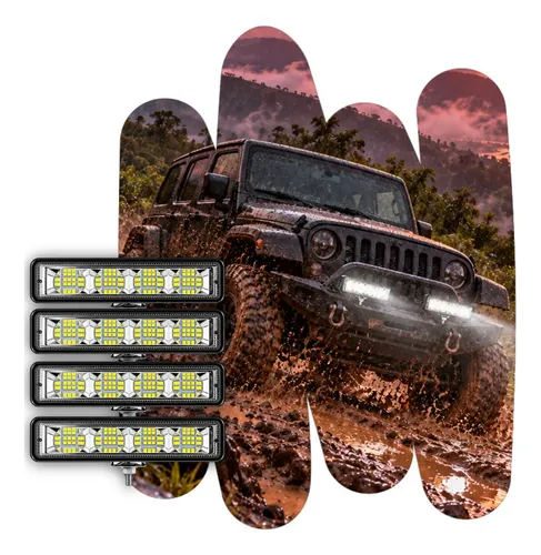 Farolete Milha Retangular Slim Led 72w 12v 24v Universal 4pç