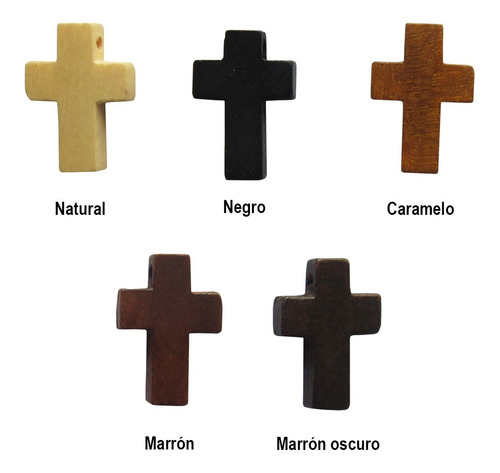 10 Cruces Madera Colgantes 2 Cm X 1,5 Cm Varios Colores