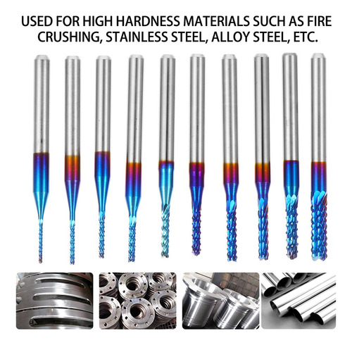 10pcs Molino Cnc Router Bits Pcb Fresado Cortador 0.8-3mm En