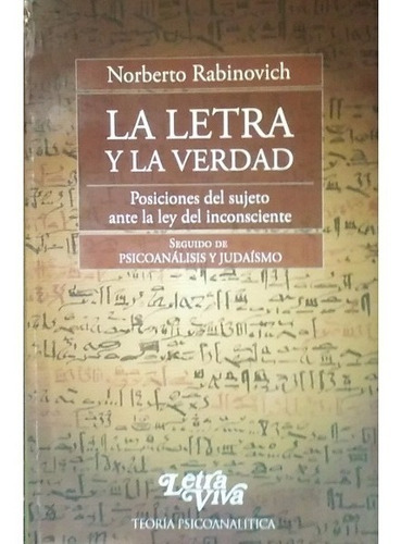 La Letra Y La Verdad. Norberto Rabinovich - Libro Nuevo