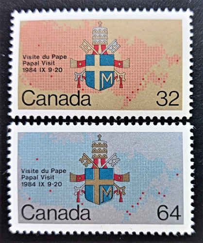 Canadá, Serie Yv 889-90 Visita Papal 1984 Mint L18149