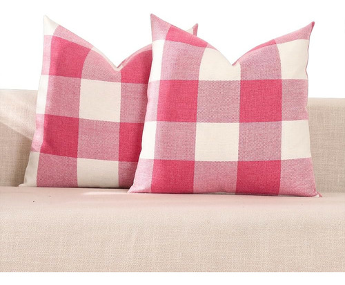 Juego De 2 Fundas De Almohada De Lino Rosa 45x45 Cm