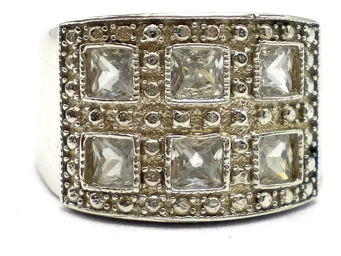 Anillo De Plata 925 Y Zafiros Blancos Prince