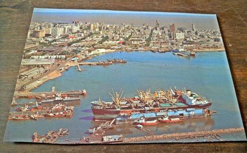 Tarjeta Postal Puerto De Montevideo Buque Tacoma 1980