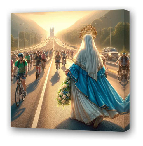 Cuadro 60x60cm Virgen Lujan Santa Bicicletas Fieles