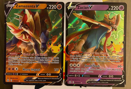 Set De 2 Cartas Pokemon Una De Zamazenta V Y Otra Zacian V (Usado)