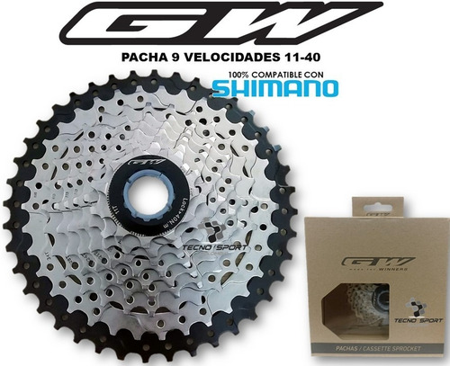 Imagen 3 de 6 de Pacha Cassette Gw 9 Velocidades 11-40 Compatible Con Shimano