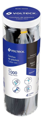 1000 Cinchos Plásticos Negro Y Natural Volteck 44016 