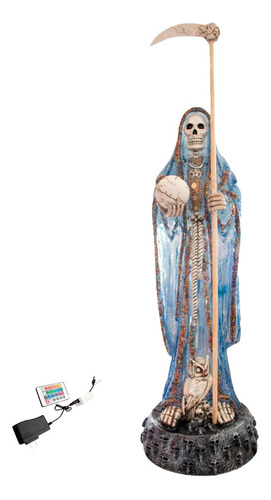 Imagen Santa Muerte Cristalina De 1 Metro C/luz Led Colores