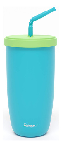 Vaso De Silicona Con Popote Para Niños De 12 Oz Azul Nombre Del Diseño