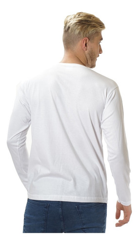 Imagen 3 de 10 de Remera Manga Larga Hombre Prince Algodon Cuello V