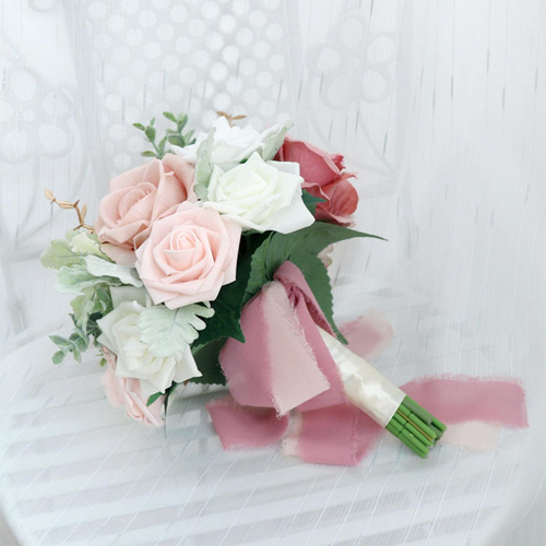 Ramo De Novia Arreglo Floral Hecho A Mano Rosa Ramo De Boda