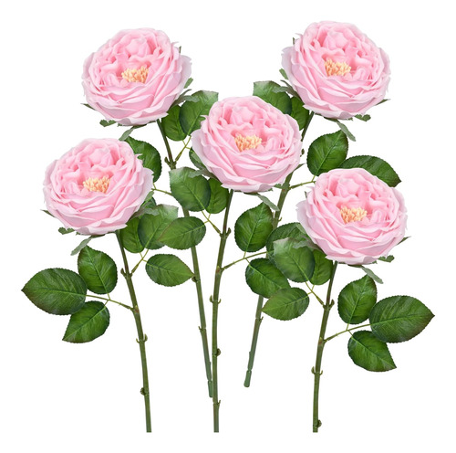 Real Touch Flowers, 5 Pcs Pink Peonies Artificial Flowers Wi