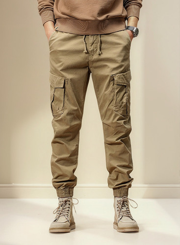 Mz Pantalón Jogger Bolsas Cargo Casual Cómodo Gabardina