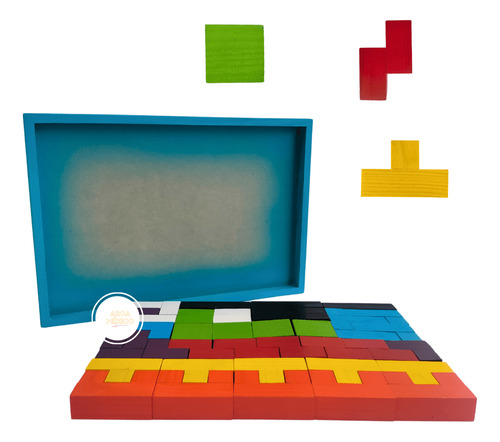 Tetris Madera 40 Piezas | Clásico Rompecabezas Juego De Mesa