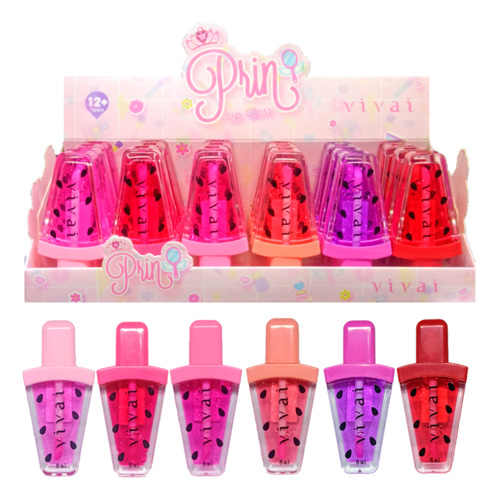 24 Lip Gloss Prin Melancia 3259 - Kit Vivai Atacado Sj