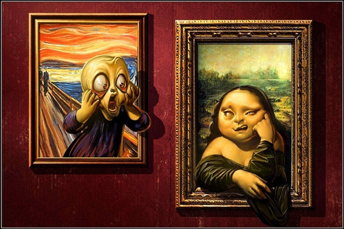 Poster Obra De Arte 60x90cm Mona Lisa + Grito --- Humor