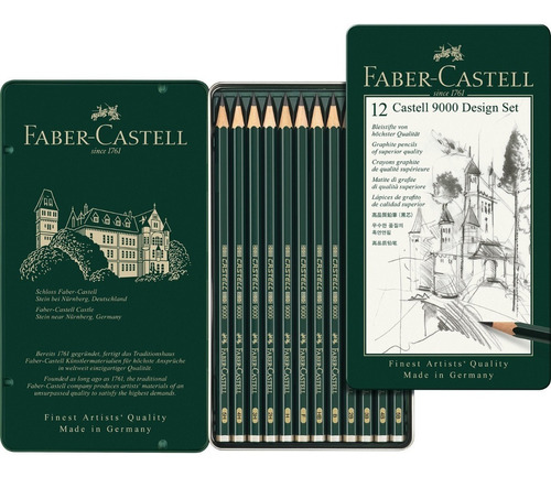 Lapices Grafito Faber Castell 9000  Set 12 