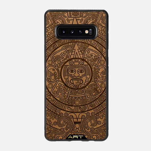 Imagen 1 de 4 de Funda Case Madera Calendario Azteca Samsung Galax S10+ | S10 Lite | S10 | S9 | S9+ | A50 | Note9 | Artcasesco
