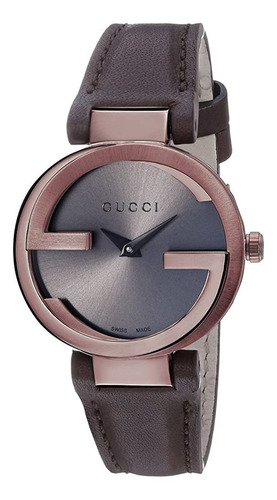 Gucci Swiss Quartz Stainless Steel And Leather Dress Brown W