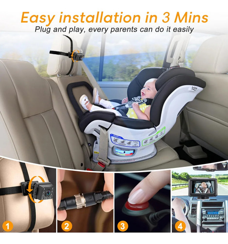 Bebé Coche Espejo, Cámara Coche Bebé Asiento Trasero Hd