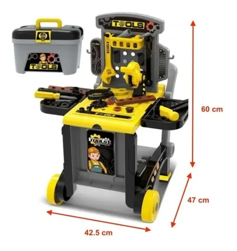 Juego De Herramientas Para Ni os 3 En 1 Malet n Mesa Carrito