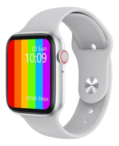 Smartwatch Microwear W26 1.75" caja de aleación de zinc plateada, malla blanca