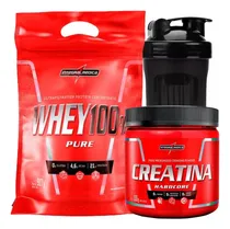 Comprar Whey 100% 900g + Creatina Integral Médica 300g +coqueteleira Sabor Chocolate Maltado