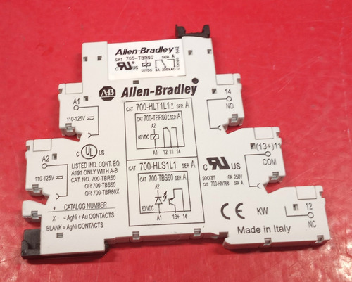 Relevador Tipo Clema 700-tbr60 Allen Bradley Con 700-hlt1l1