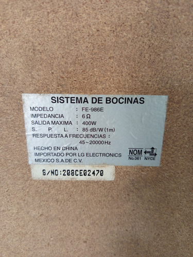 Módular Par De Bocinas Lg Ffh-986 Xtremo 5000 400 W 6 Ohms Gris Plata 400 W (Usado)