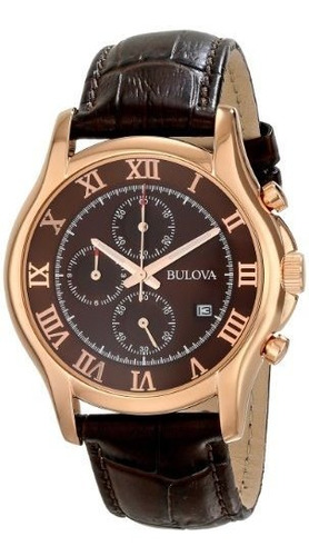 Cronógrafo De Oro Rosa Correa De Reloj Bulova 97b120 Hombres